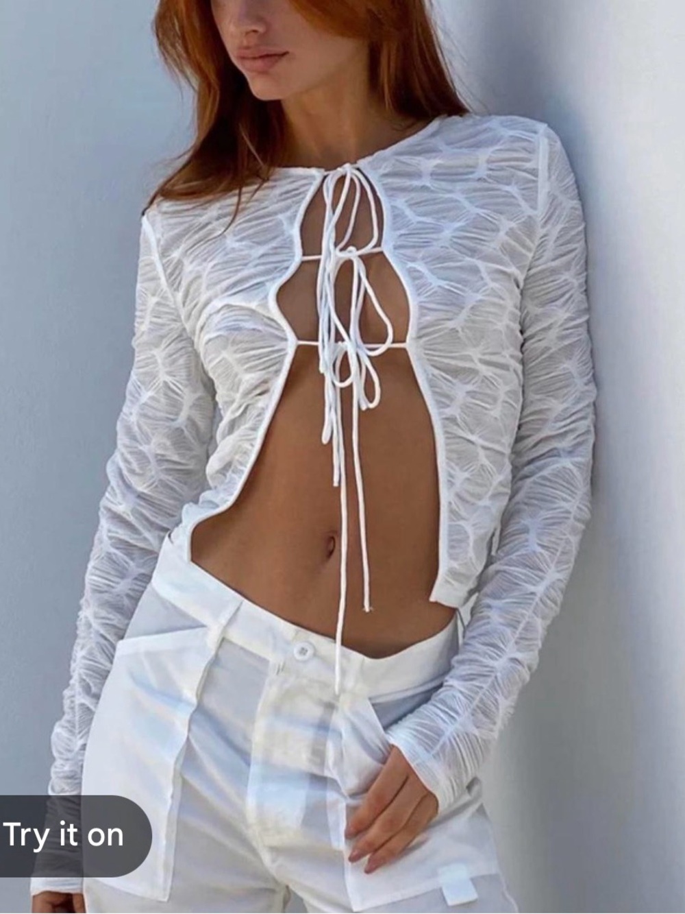 Lioness Kalifornia tie top in ghost white